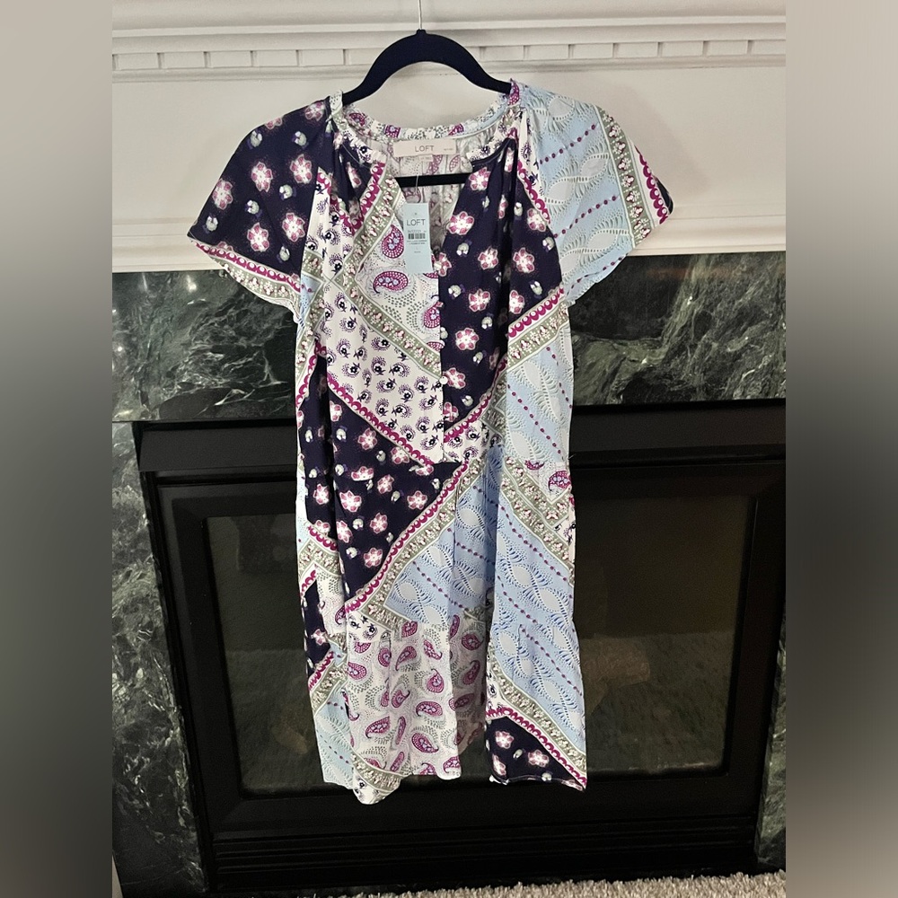 Loft Paisley Short Sleeve Swing Dress Size LP NWT